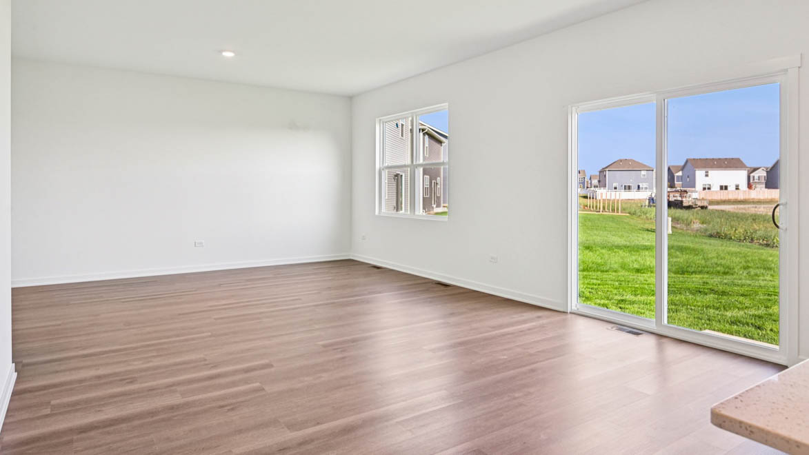 Hallway leading into open concept living space