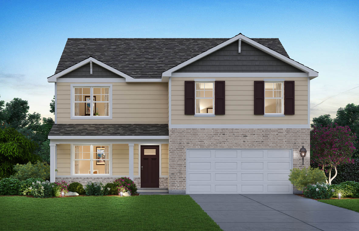 Rendering of front exterior of home.