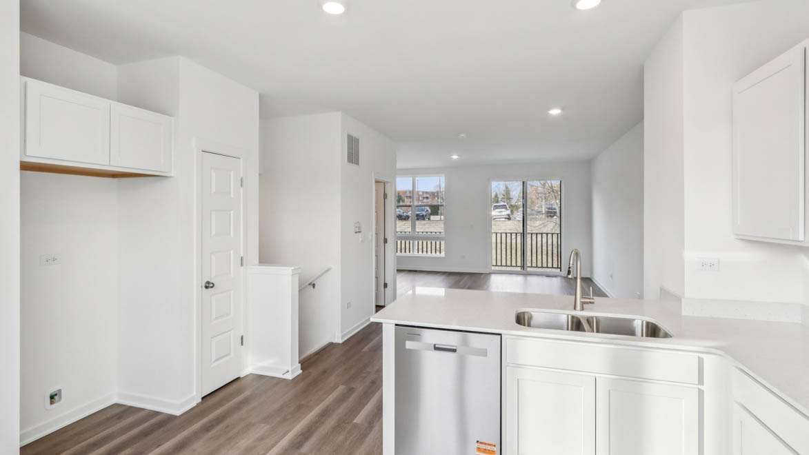 Kitchen with white cabinets