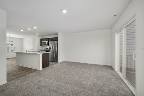great room view to kitchen