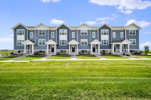 straight view exterior townhome building