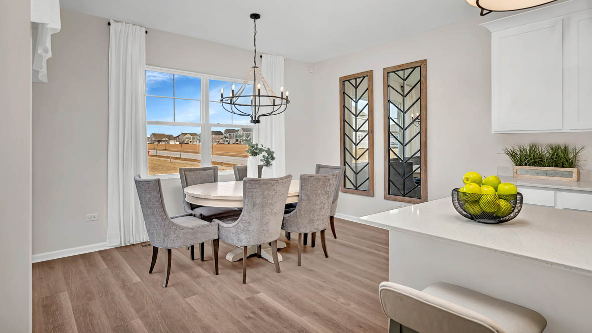 Dining room to left of kitchen with sliding backdoor to backyard