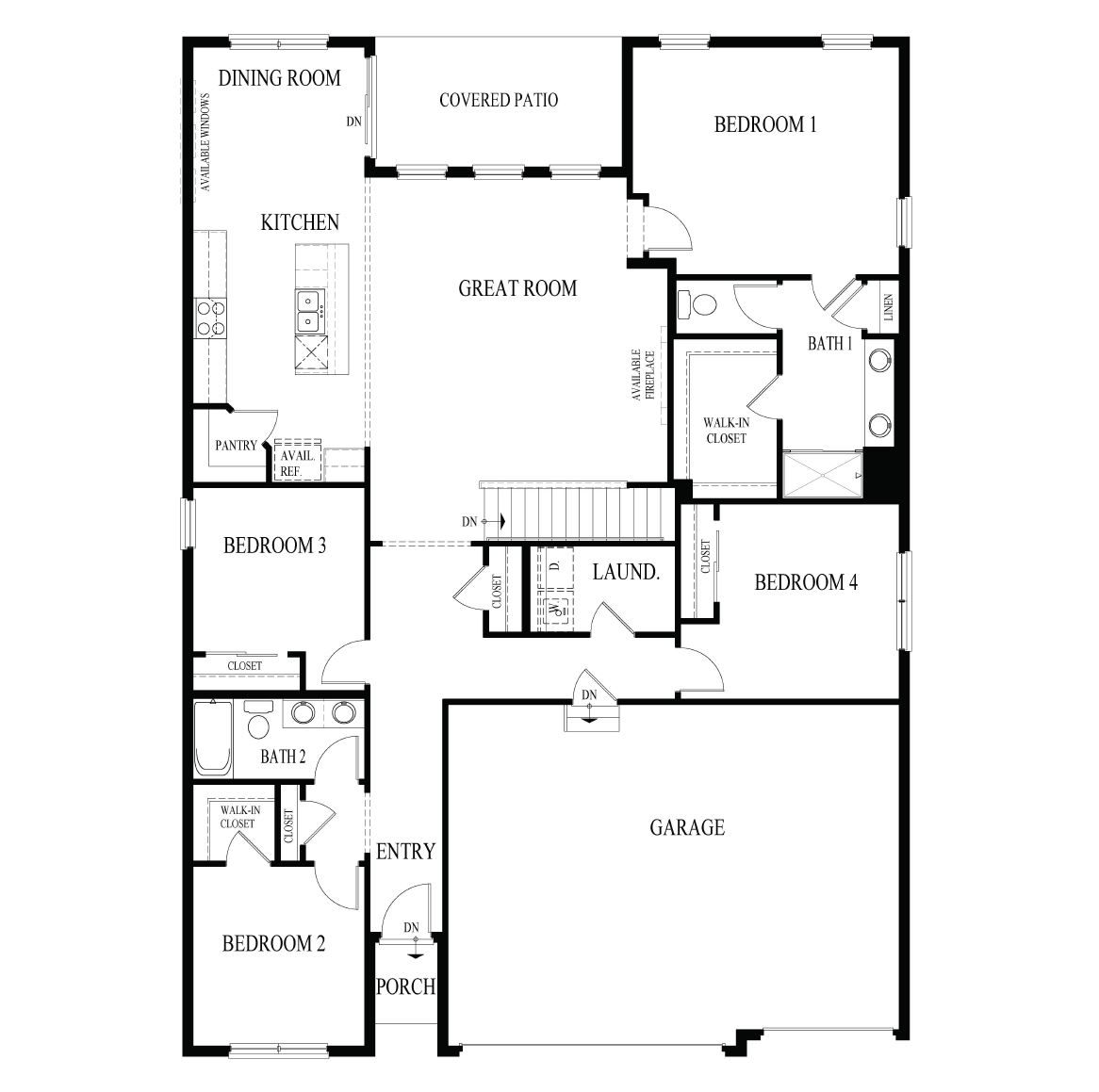 Fairfield first level floor plan layout