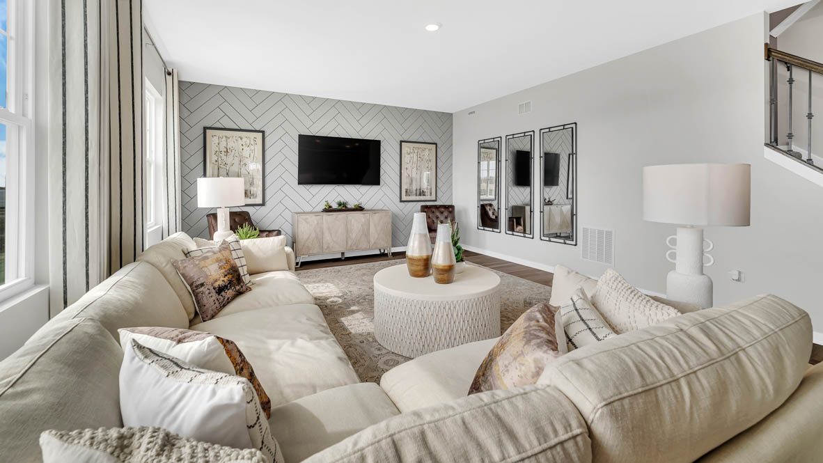 Great room in front of kitchen and dining room