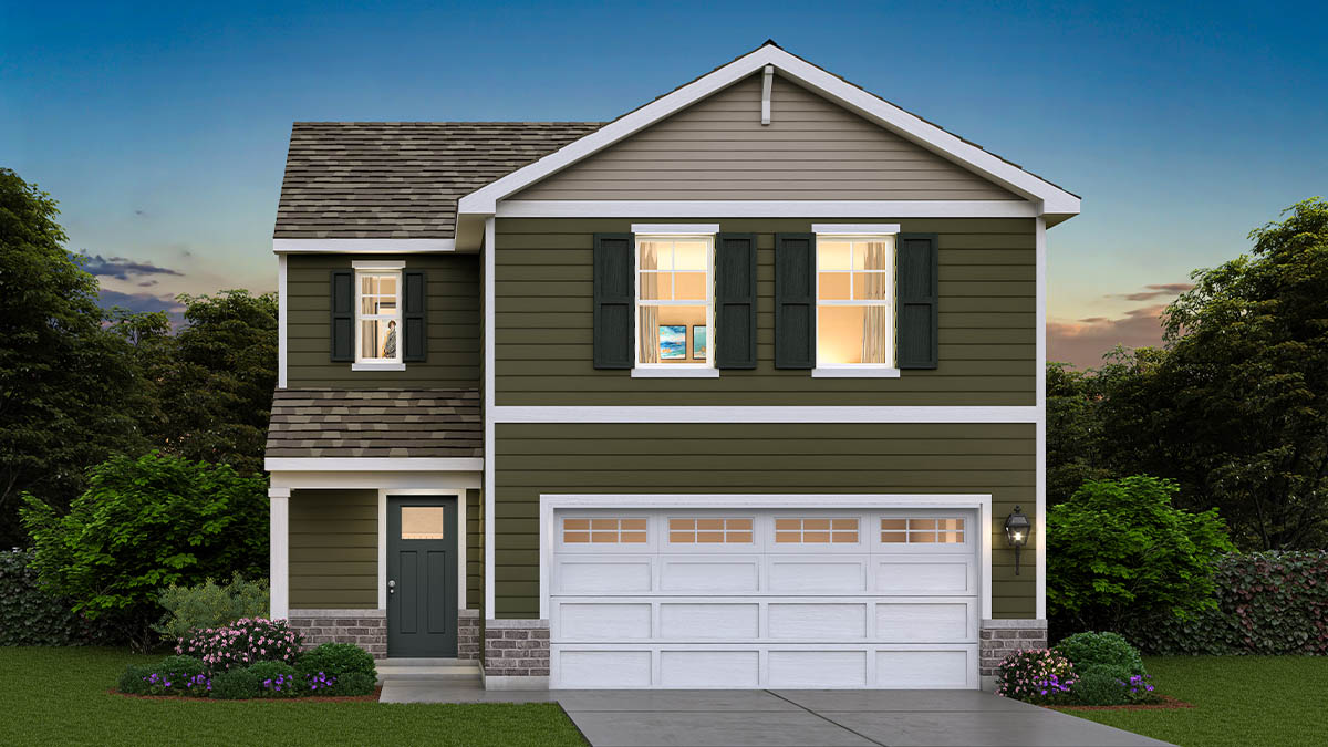 A2 rendering of haven with vinyl siding and brick accents
