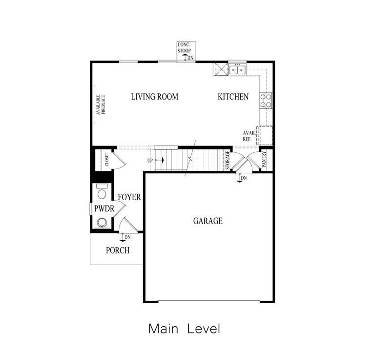 main level floorplan of haven
