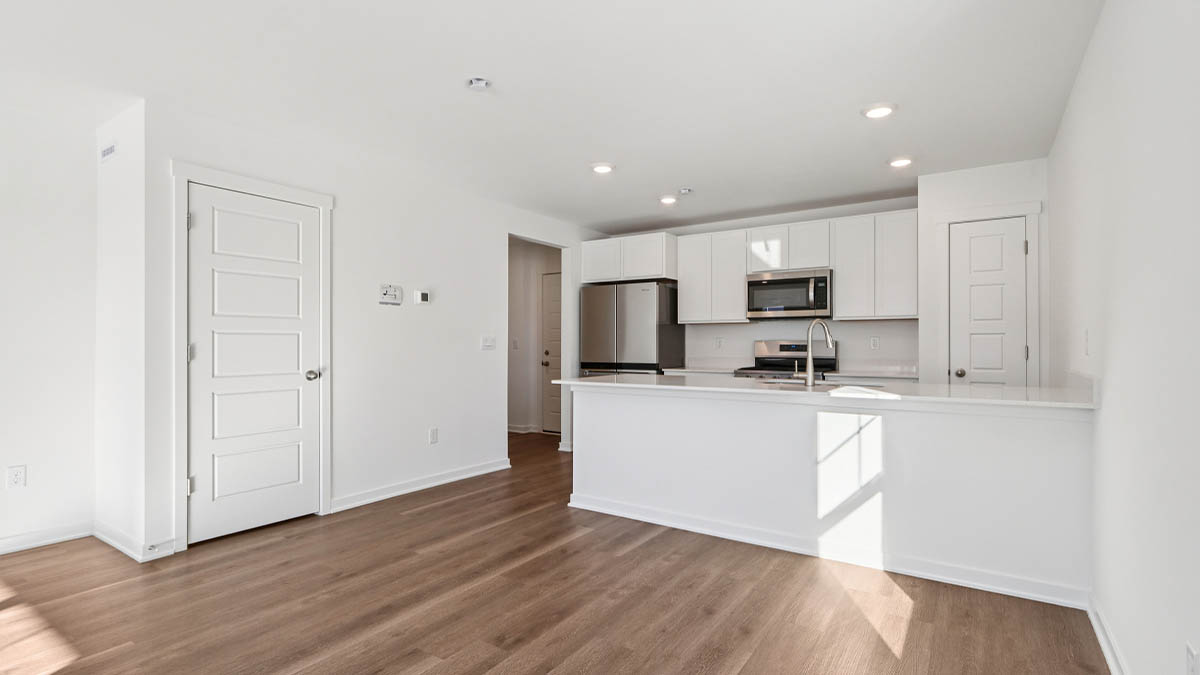 kitchen with white cabinets