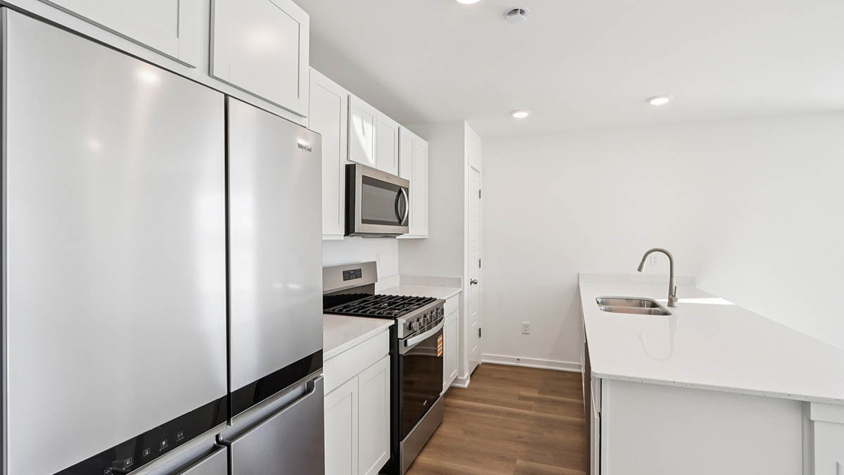 kitchen with white cabinets