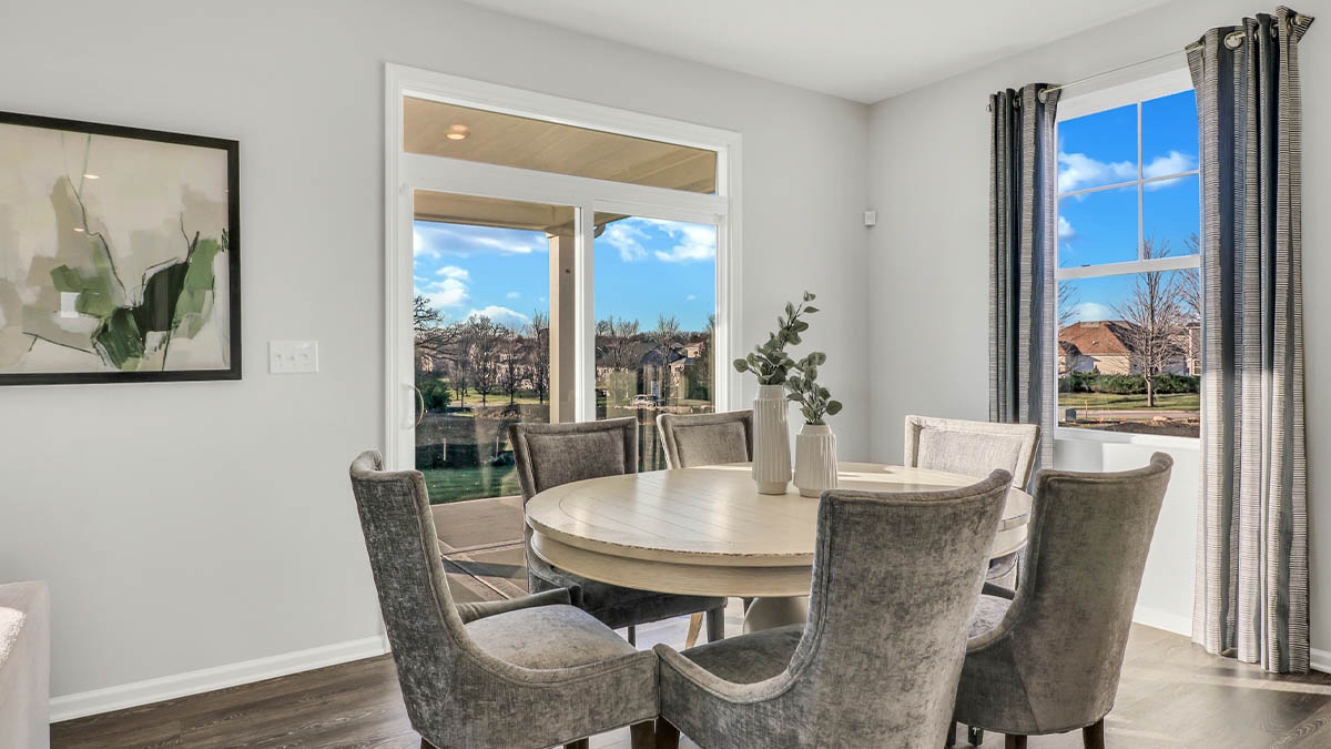 Dining room with sliding door to backyard