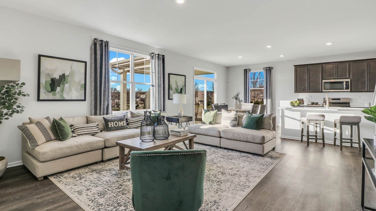 Great room on opposite side of staircase wall