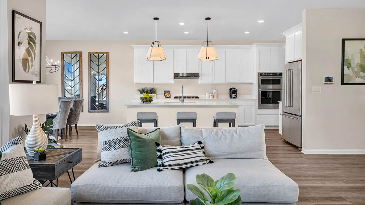 Open concept first floor layout with 9 foot ceilings