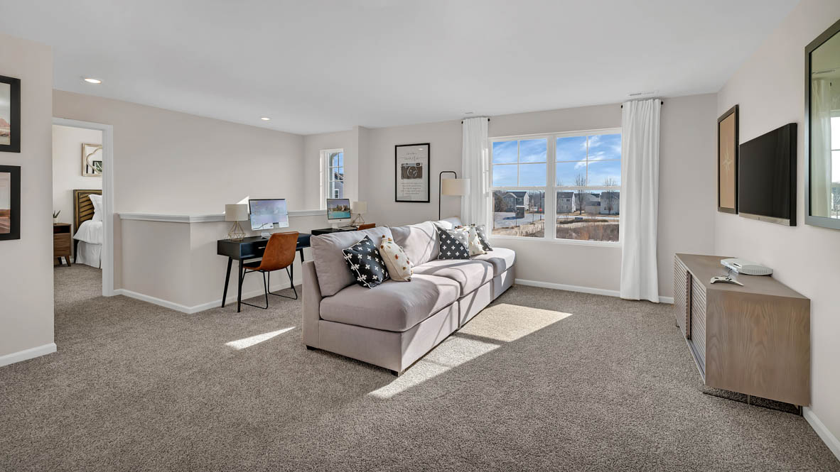 Loft with carpeting throughout