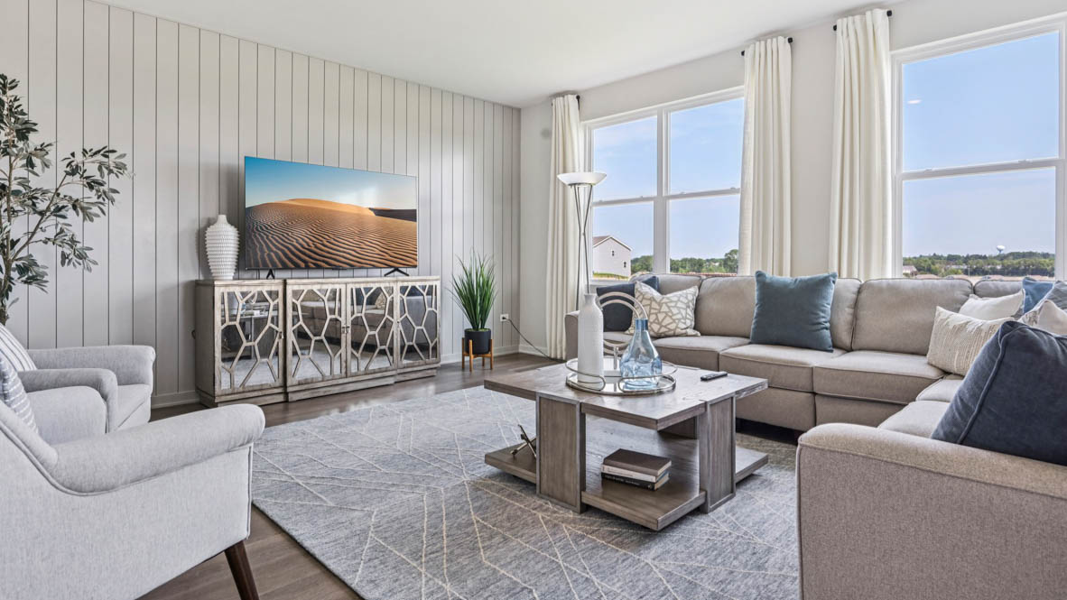 Great room in front of kitchen and dining room