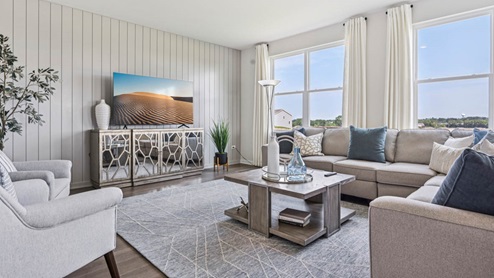 Great room in front of kitchen and dining room