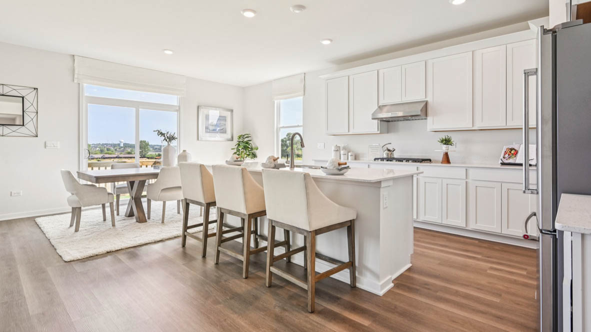 Gourmet Kitchen with quartz countertops, soft close drawers and large kitchen island