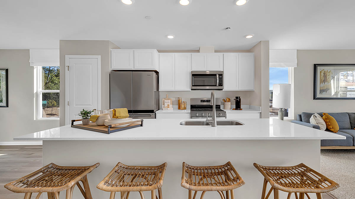 Open concept kitchen with a spacious kitchen island