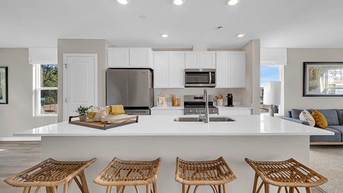 Open concept kitchen with a spacious kitchen island