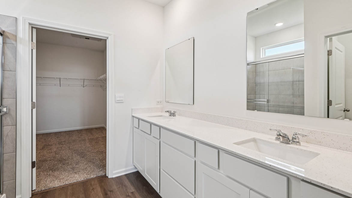 Primary bathroom with dual sinks
