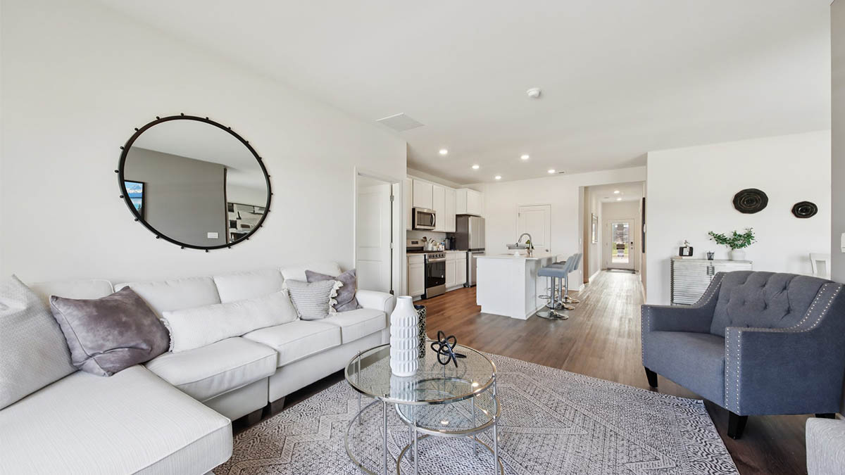open concept living room with lots of natural light