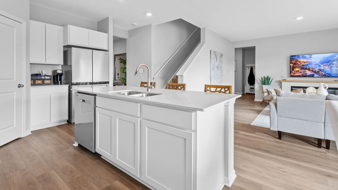 Kitchen island overlooking great room