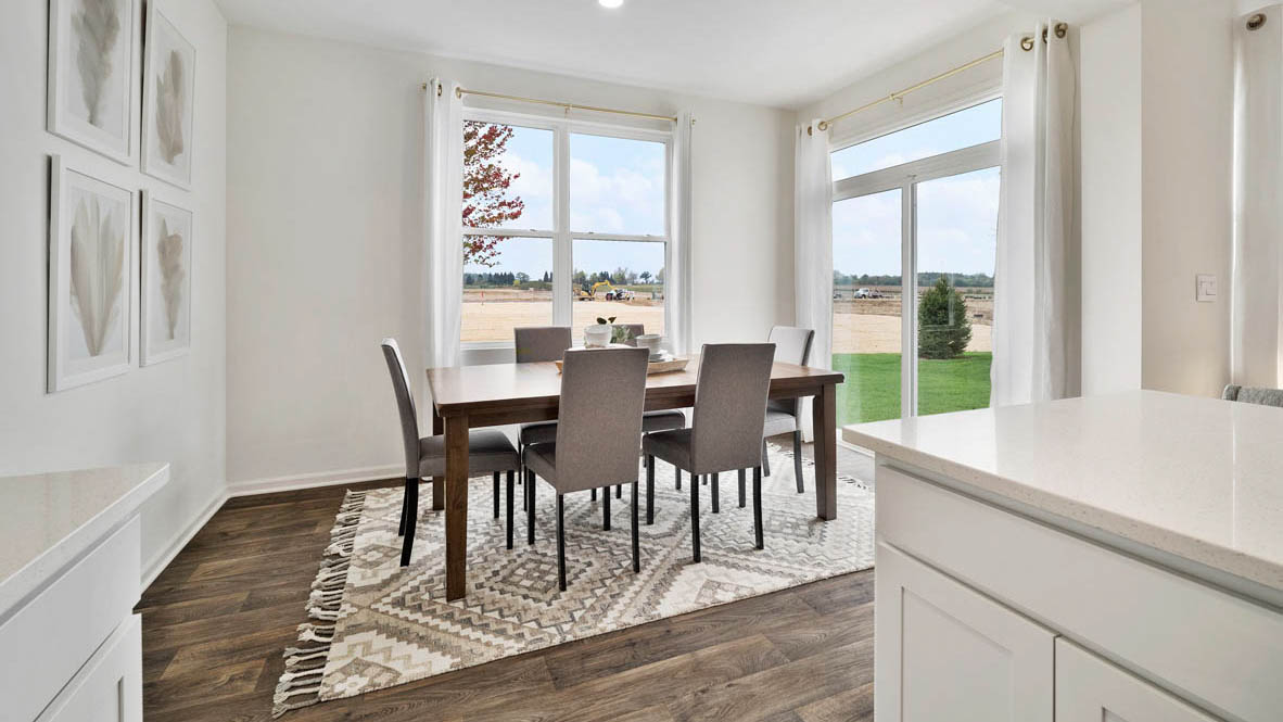 Dining room with sliding door to backyard