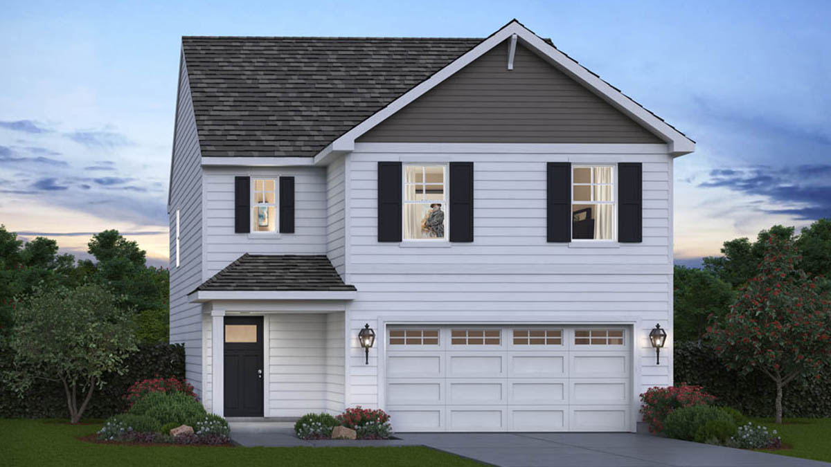 2-story Meridian single family home rendering with white siding