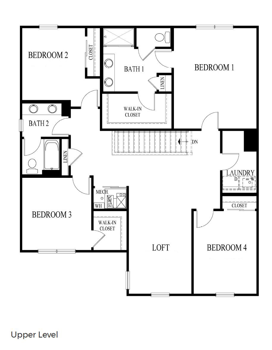 Second Level Floorplan Layout for the Henley model at Prairie Ridge