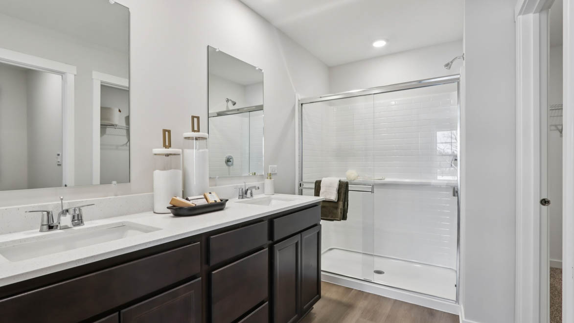 primary bathroom with walk in shower