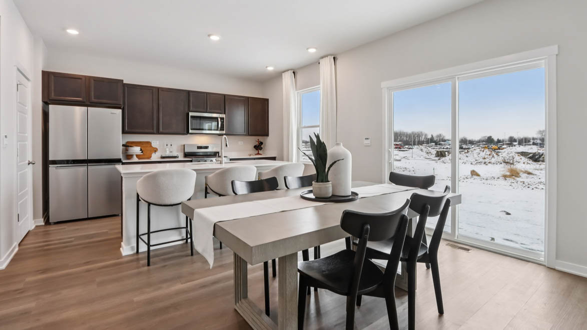 Dining room with sliding door to backyard