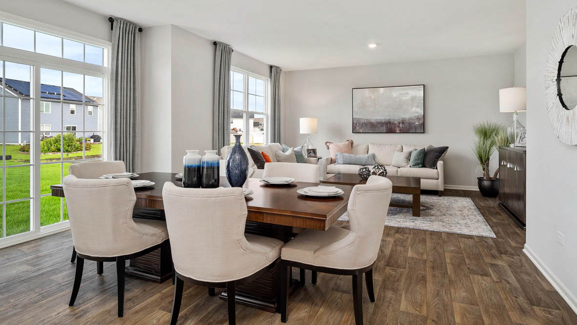 open concept dining and living room space