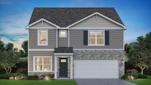 Holcombe exterior rendering with vinyl and stone exterior