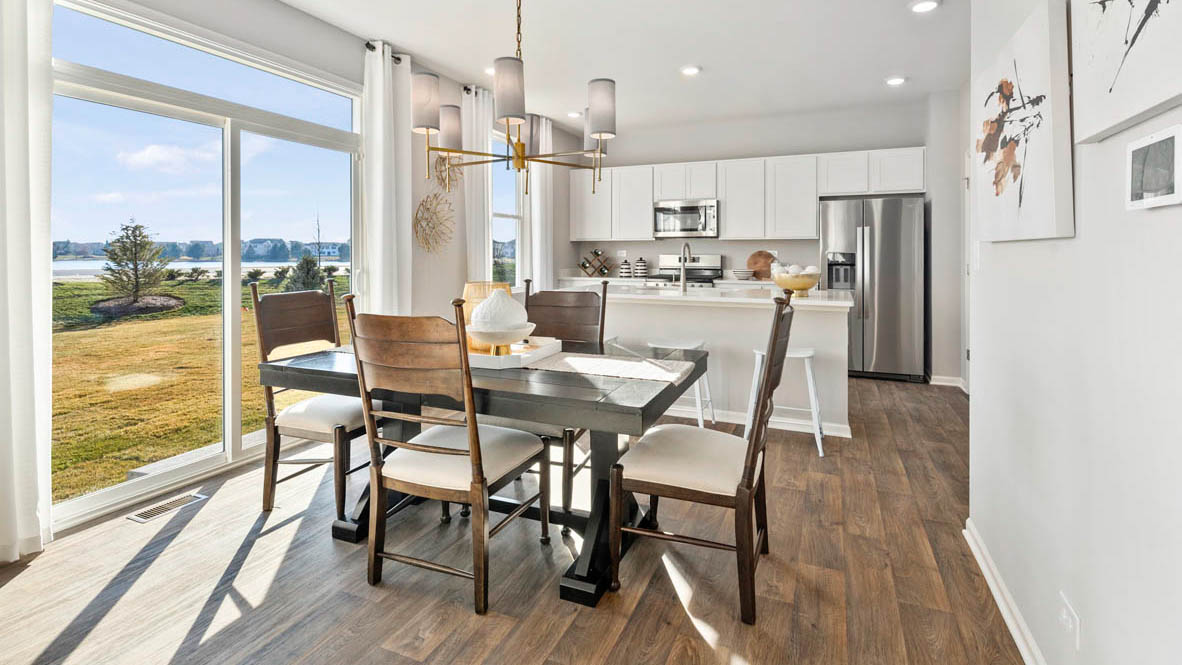 Dining room with sliding door to backyard