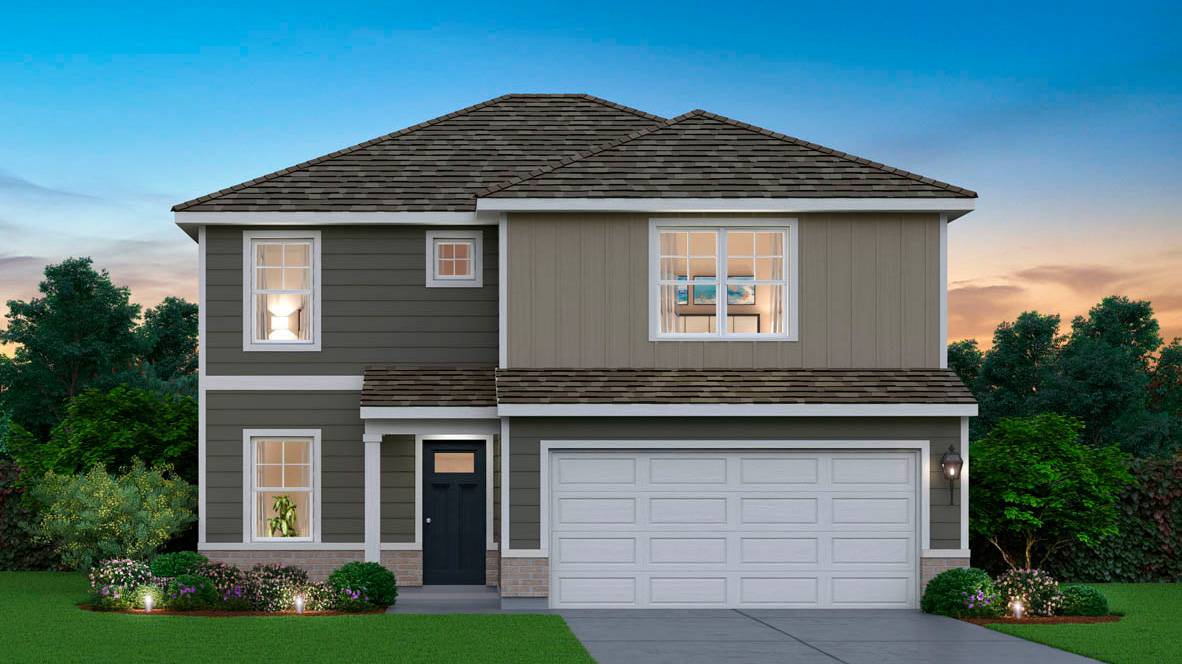 C2 Exterior rendering of Sienna with brick and vinyl siding