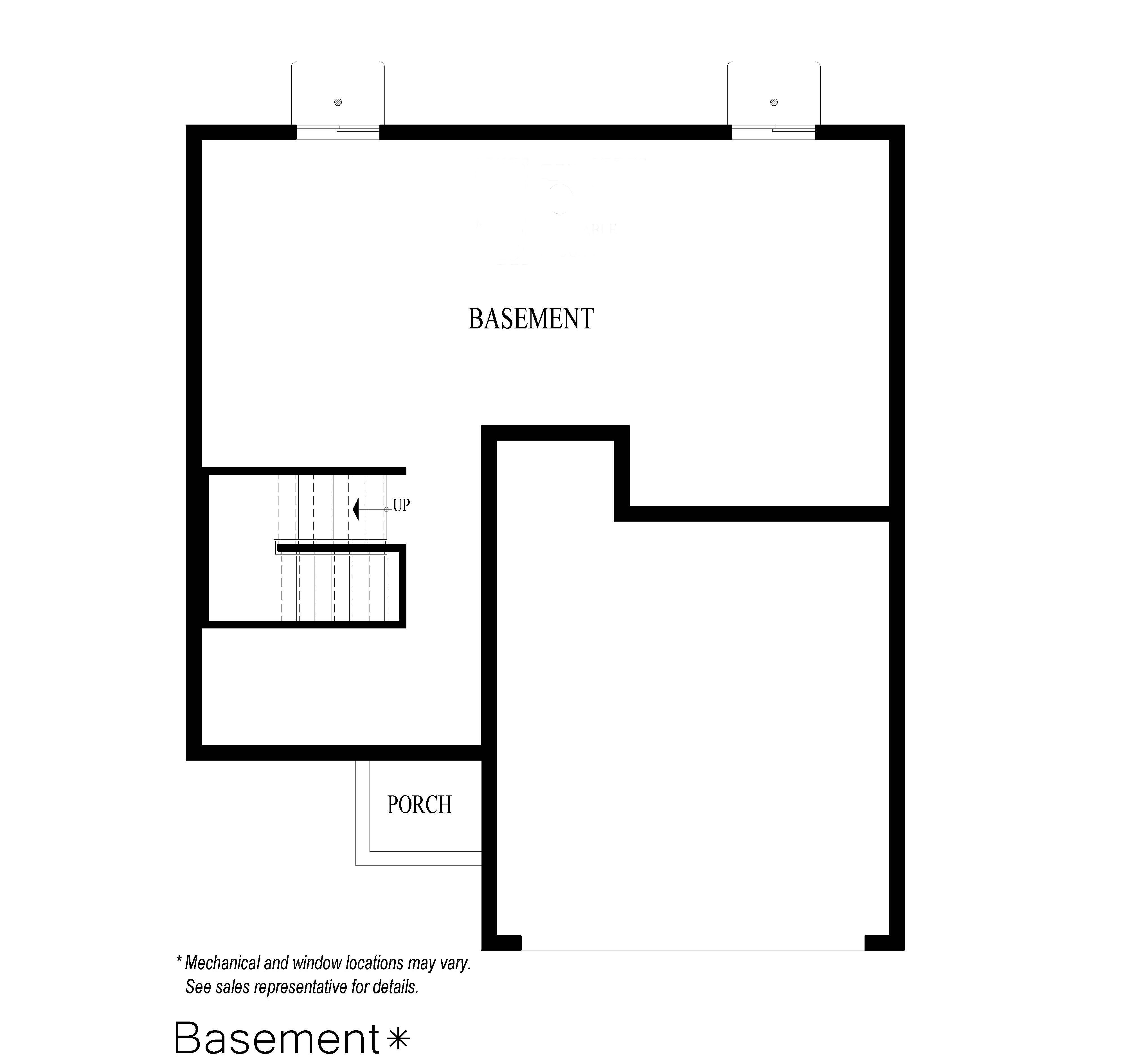Basement floorplan layout for Sienna