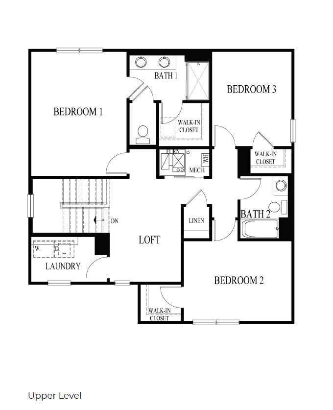 Second floor floorplan layout for Sienna