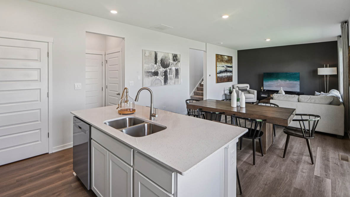Kitchen island with sink and dishwasher
