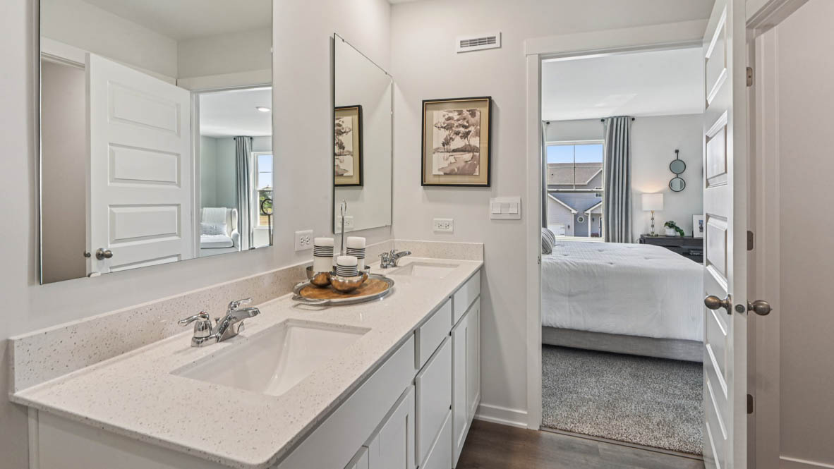 Primary bathroom with dual sinks