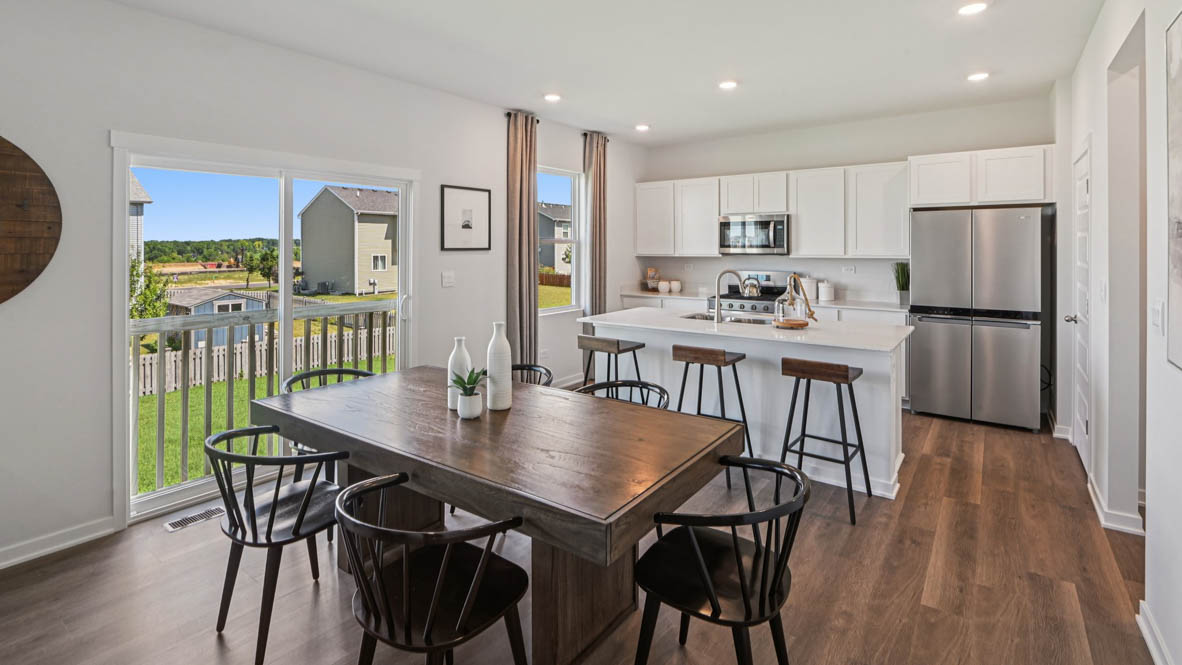 Dining room in between kitchen and great room