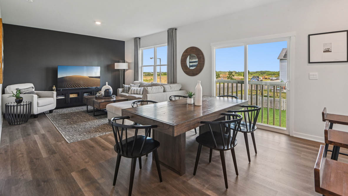 Dining room with sliding door to backyard