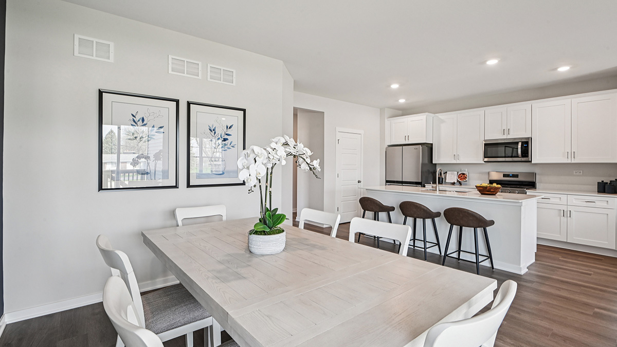 open concept dining and kitchen space