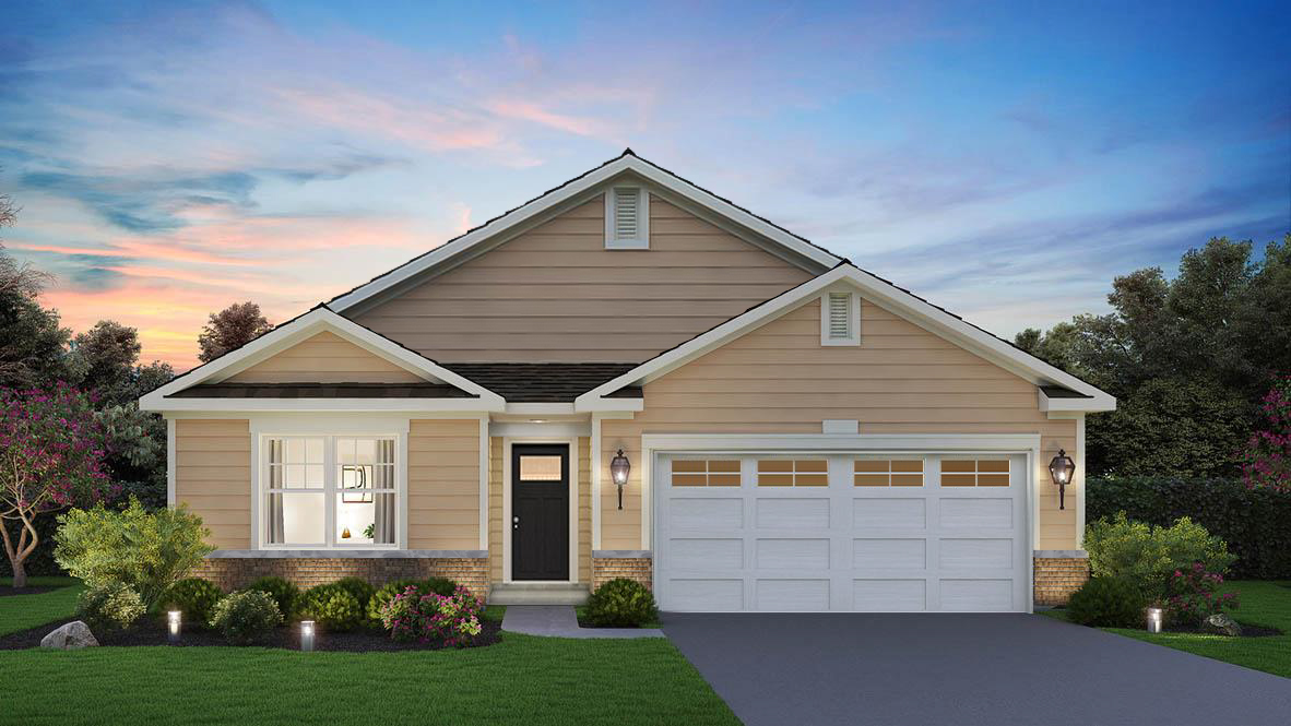 ranch rendering with stone wainscot