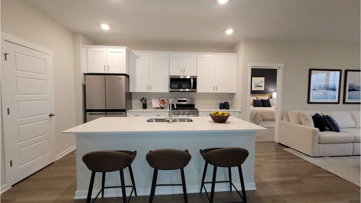 kitchen with white cabinets