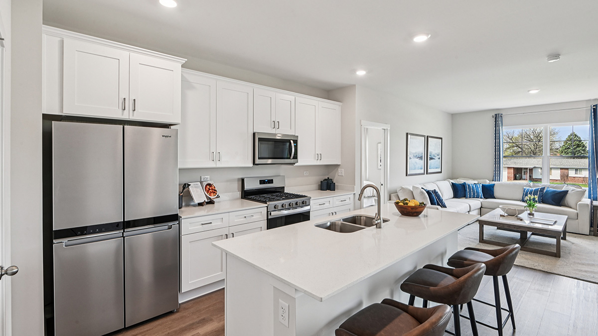 open concept kitchen with large island