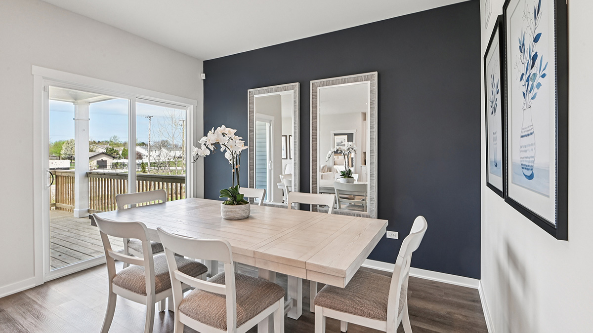 spacious dining area with large window view