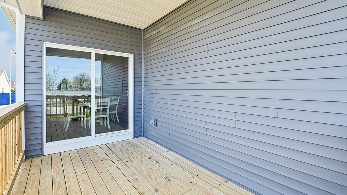 outdoor porch with sliding glass door