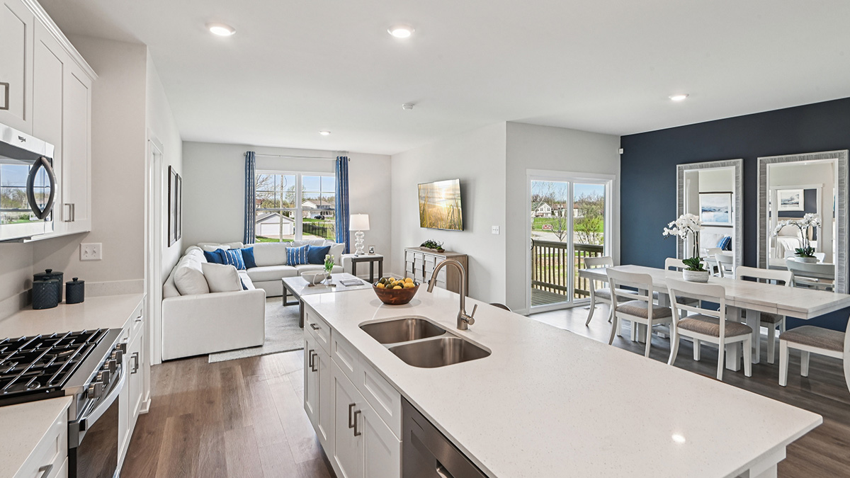 open concept kitchen with large island