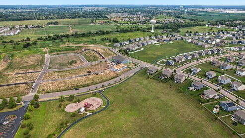 Green space near townhomes