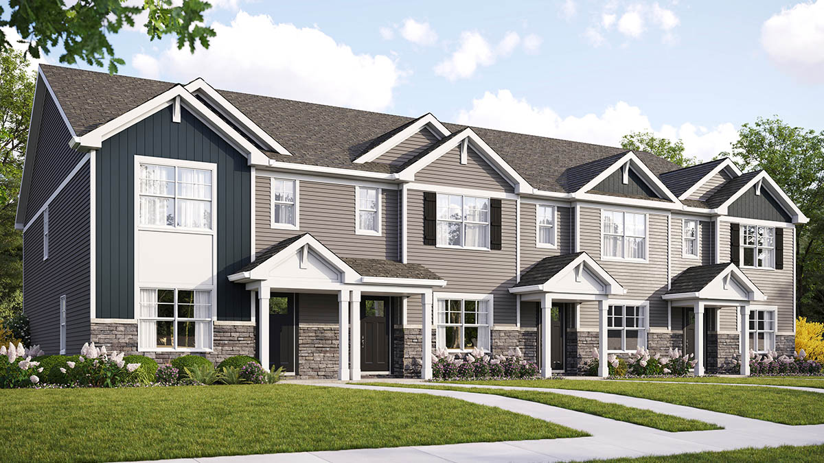 Two story norfolk townhome exterior rendering