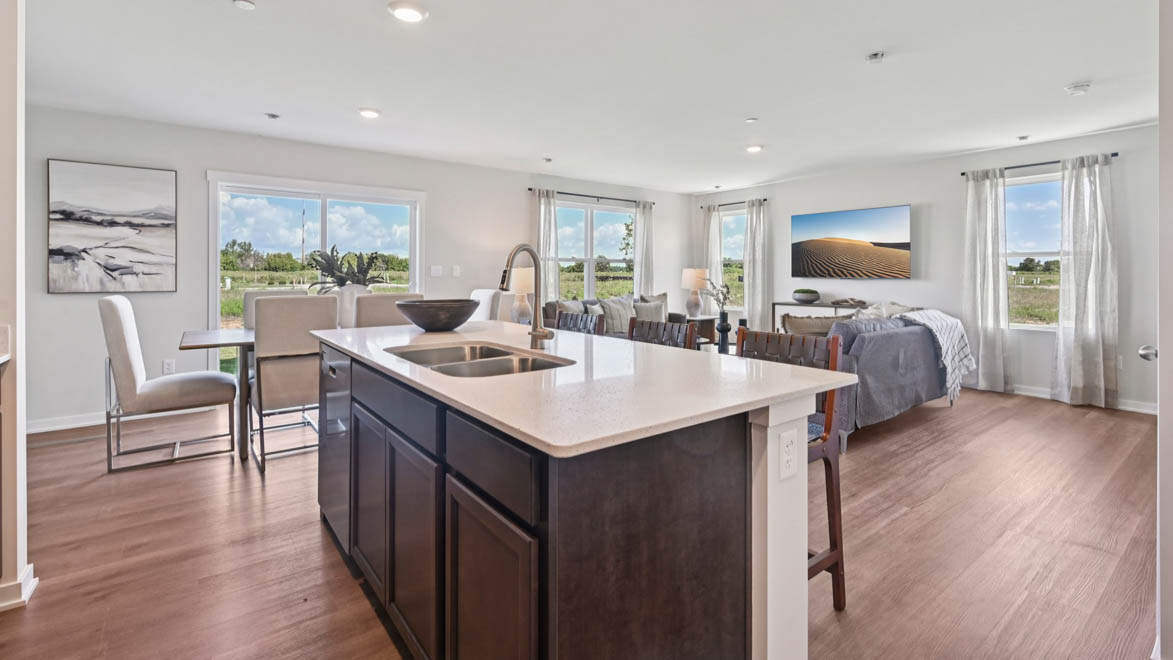 open concept kitchen with island