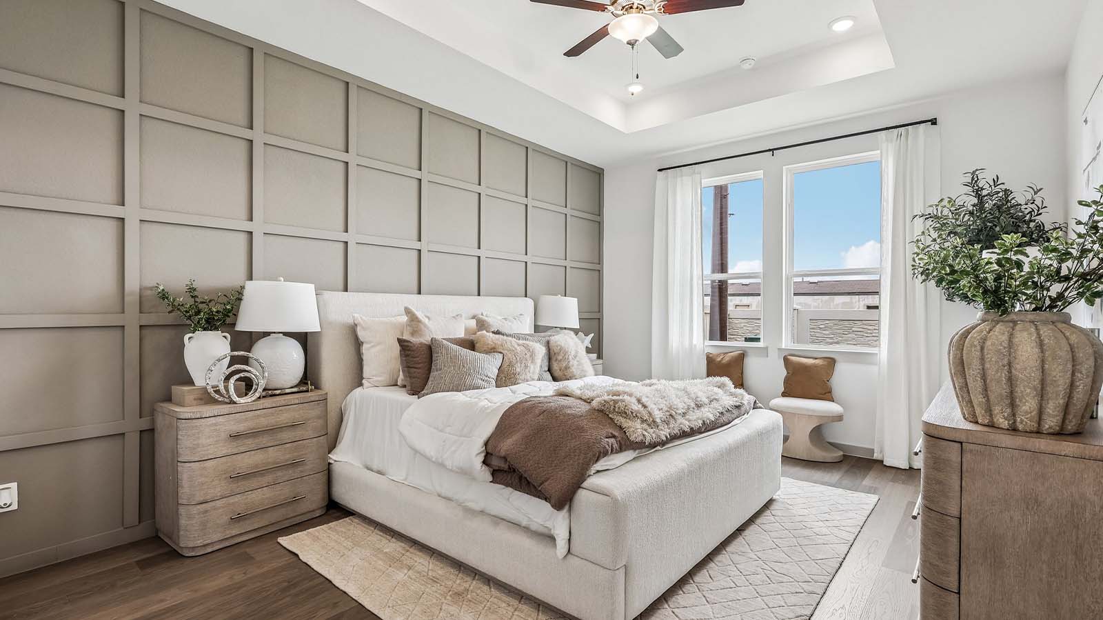 he private primary suite on the first floor offers a peaceful retreat